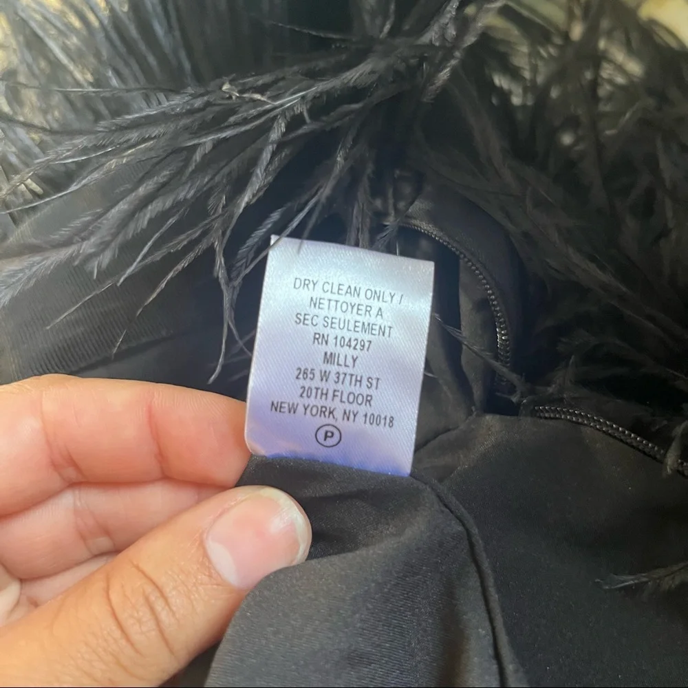 Milly Blair Ostrich Feather Cocktail Dress size 0 - Picture 14 of 15